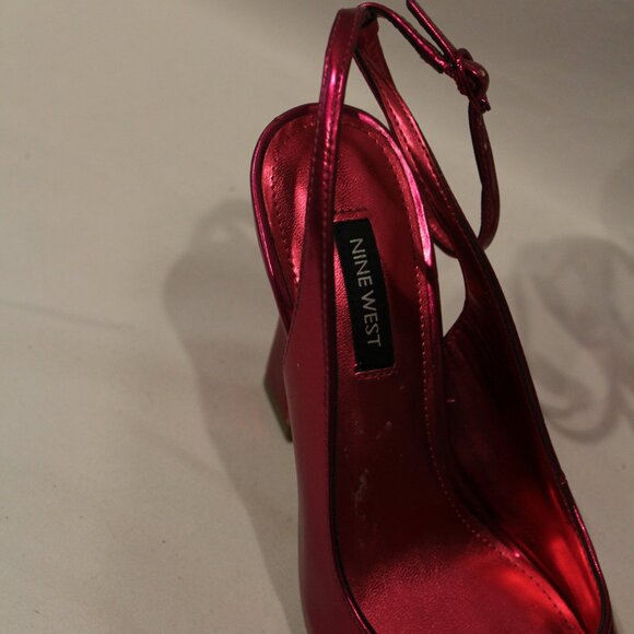 NEW NINE WEST FUSCHIA PINK METALLIC STRAPPY SANDALS SZ 6.5‎ - Picture 4 of 5